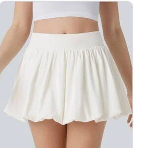 21 Saints High Waist Chic Cream Ivory Bubble Mini Skirt